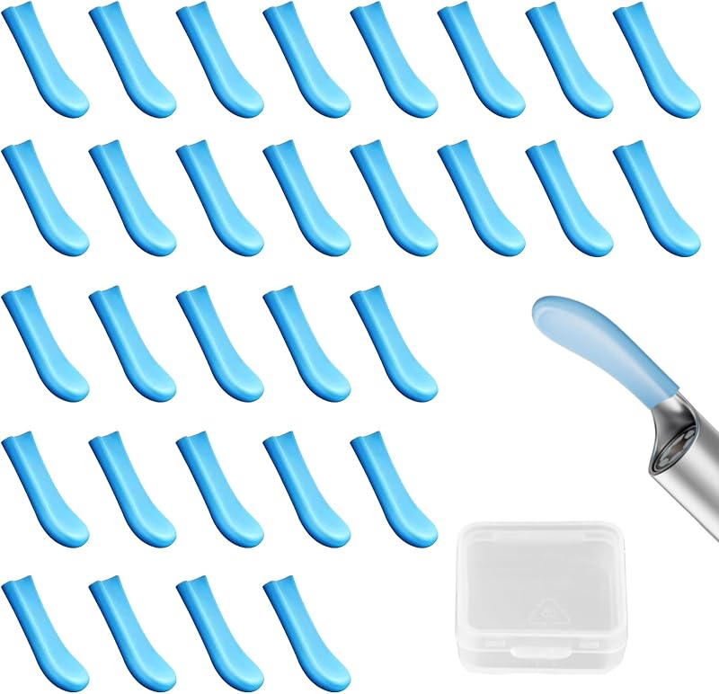 S.F.Pachira 30Pcs Ear Spoon Tips Silicone 10mm Reusable Ear Cleaner Kit Blue