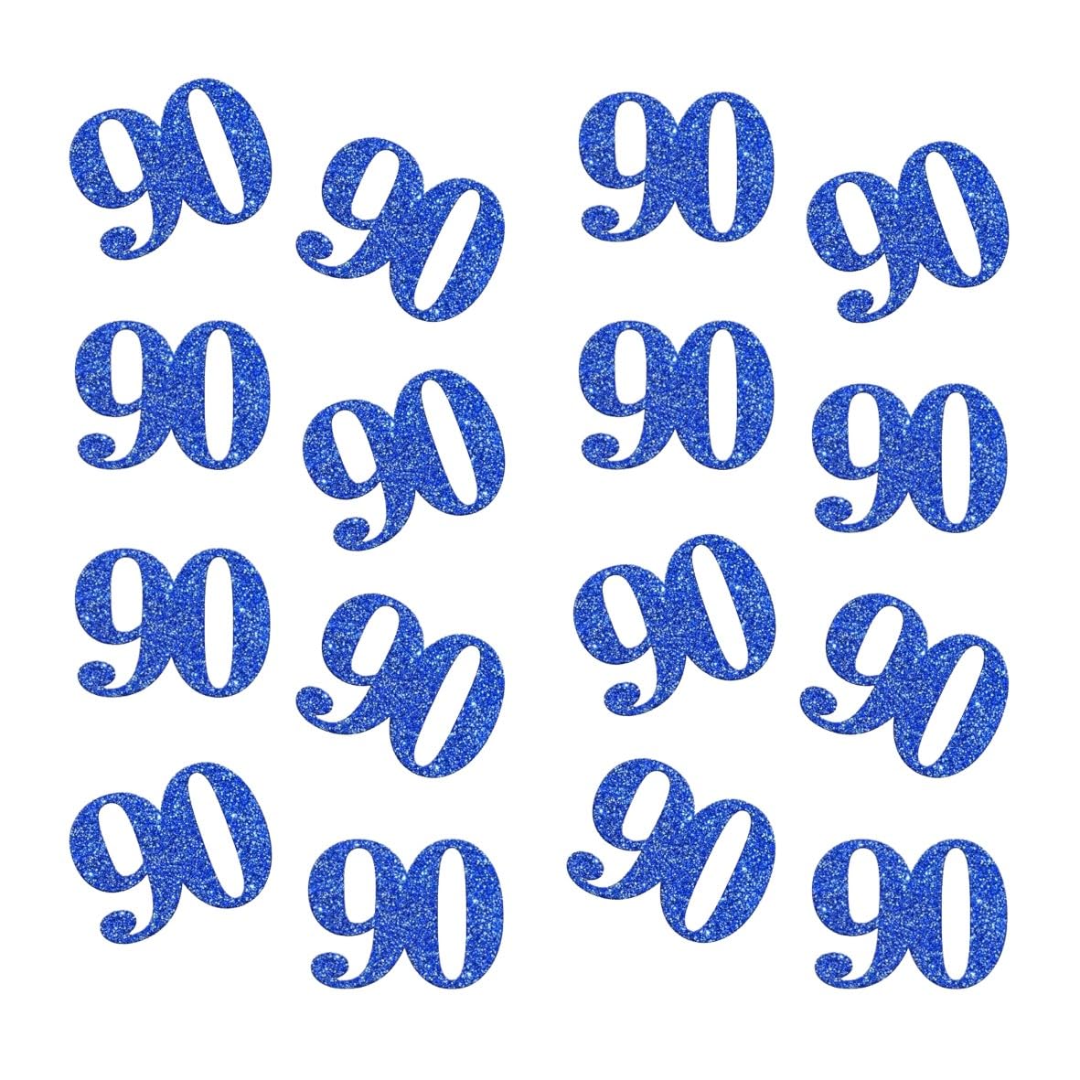 Photo 1 of Double Side Blue Glitter Paper Numbrer 90 Confetti 90 Paper Scatter Table Confetti for 90th Birthday Party 90th Anniversary Party Decoration, 100pcs