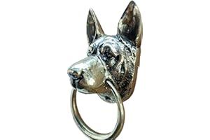 Anatolica German Shepherd Dog Door Knocker, 6.5 inches,Solid Brass, UnlacqueredFinish (Antique Brass)
