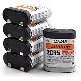(5-Pack) 6V 1300mAh 2CR5 Battery for 2CR5M 5032LC DL245 EL2CR5 KL2CR5 | Non-rechargeable lithium batteries replace RL2CR5 for compatible cameras and high-drain electronics; low self-discharge rate.