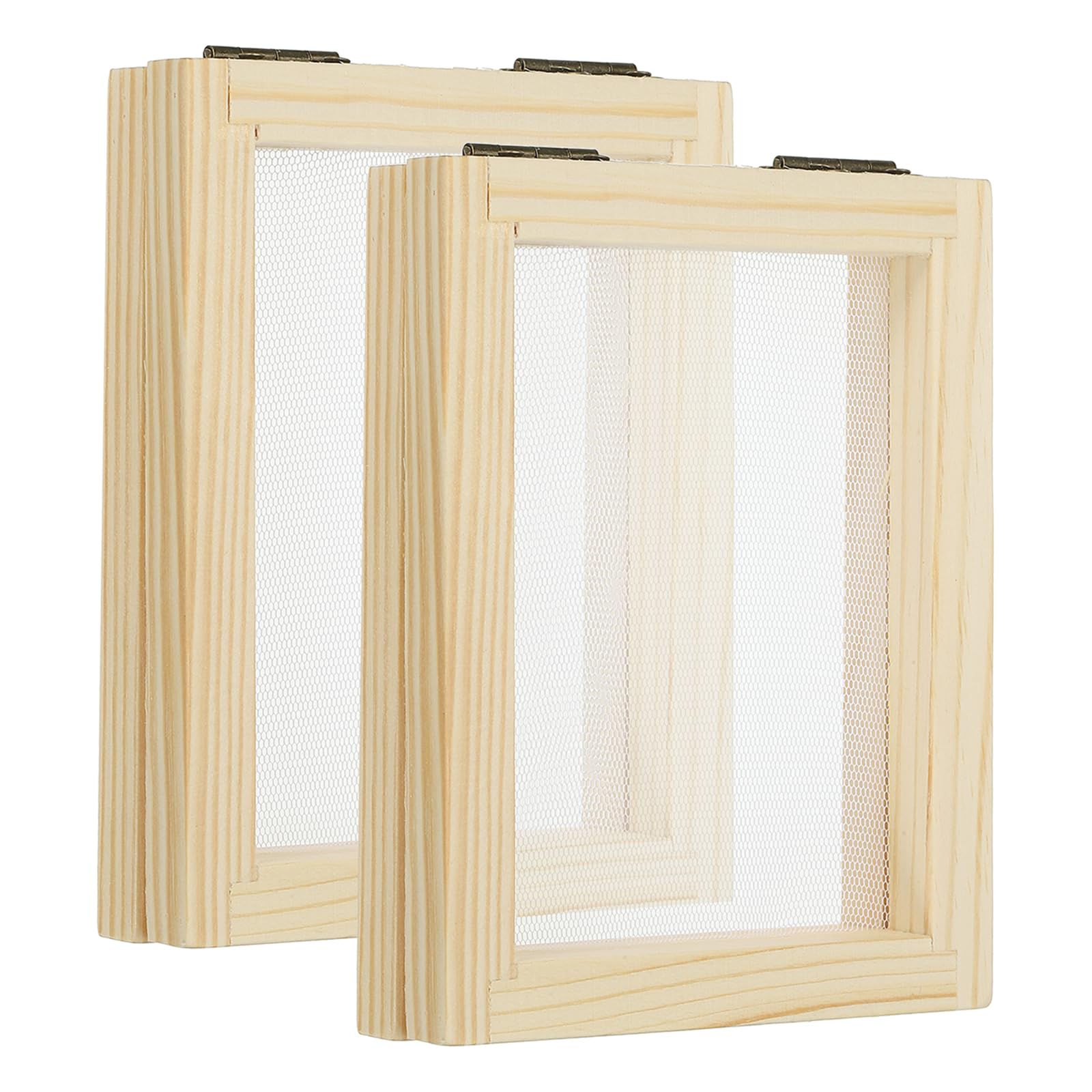 PATIKIL 4"x5" A7 Wooden Paper Making Screen, 2 Pack Paper Making Mould Papermaking Mould Deckle Printing Frame for DIY Paper Craft Tool Dried Flower Handcraft, Natural Color