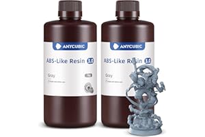 ANYCUBIC ABS-Like Resin 3.0, 3D Printer Resin with Enhanced Strength and Toughness, High Precision and Minimal Shrinkage, Wide Compatibility for All LCD Resin 3D Printers (Grey+Grey, 2kg)