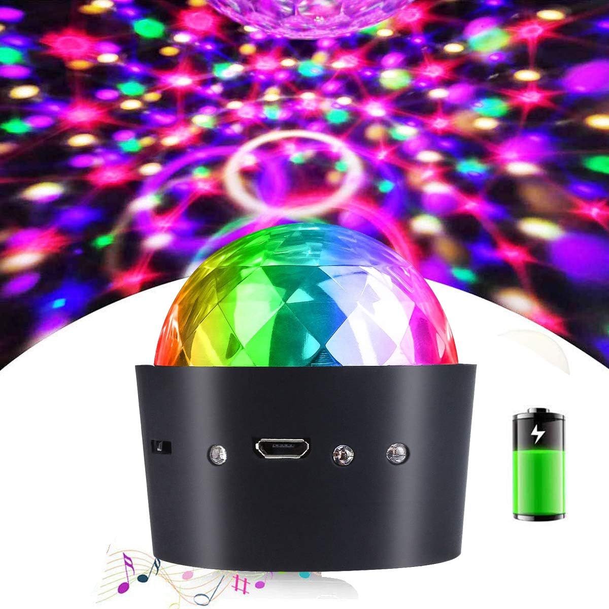 Lampe Boule Disco USB – Rotation 360°, 7 Couleurs – Pour Fête, Mariage, Halloween – Design Portable 15x21 Cm