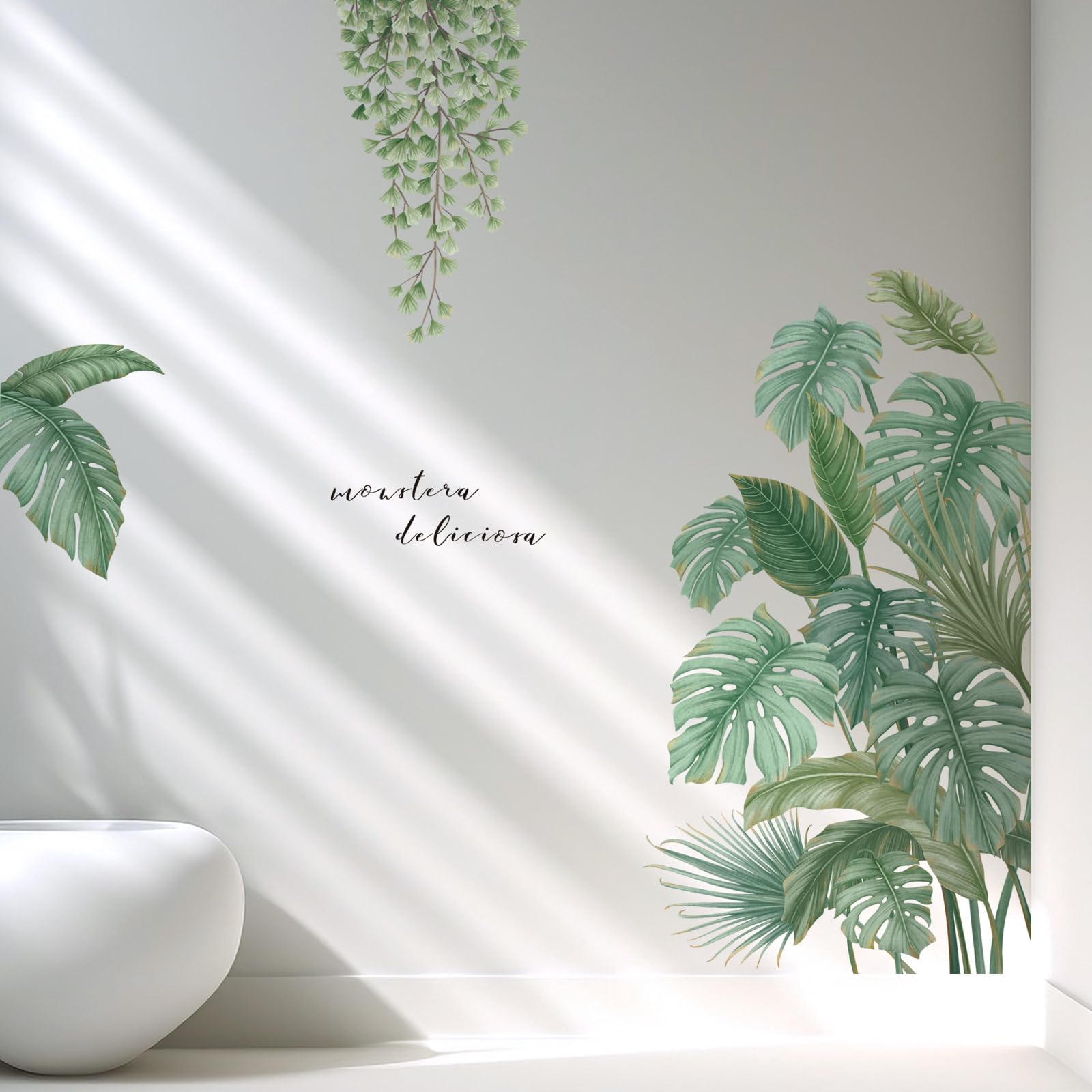 Tanlaby Green Plants Wall Stickers Tropical Leaves Wall Decals Hanging Tree Vine Wall Decal Nature Plants Palm Leaf Wall Sticker Wall Art Mural for Bedroom Living Room Background Office Home Décor