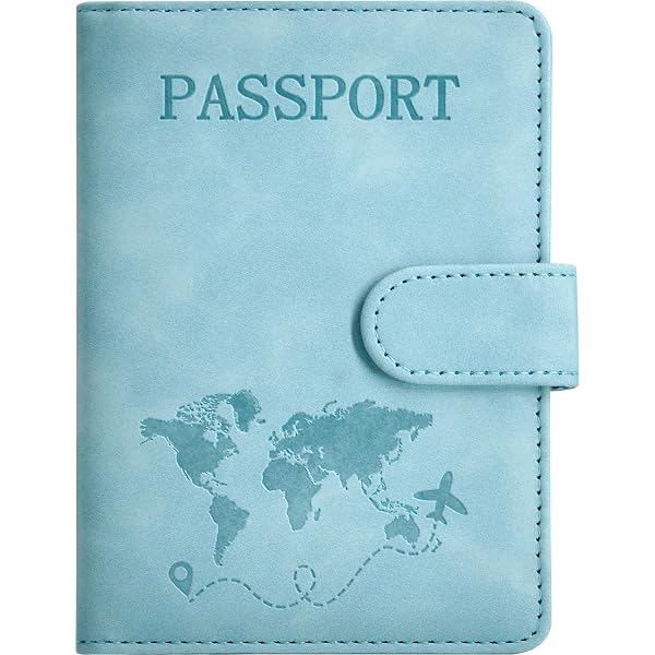 Set Azul: Funda Pasaporte RFID + Etiqueta Maletero. Pu Blando, Bloqueo De Datos Y Tarjetero (regalo Viajero)