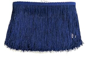 SEW TRENDS 2 Yards of 12" Long Chainette Fringe Thread Yarn Tassel Trim Braid Fringe for Crafts Sewing and Decor-Navy Blue