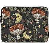 Sletend Vintage Magic Forest Moon Mushroom Laptop Sleeve - 13 to 14 Inch Cute Waterproof Computer Cover for Women & Men's Laptop Accessories
