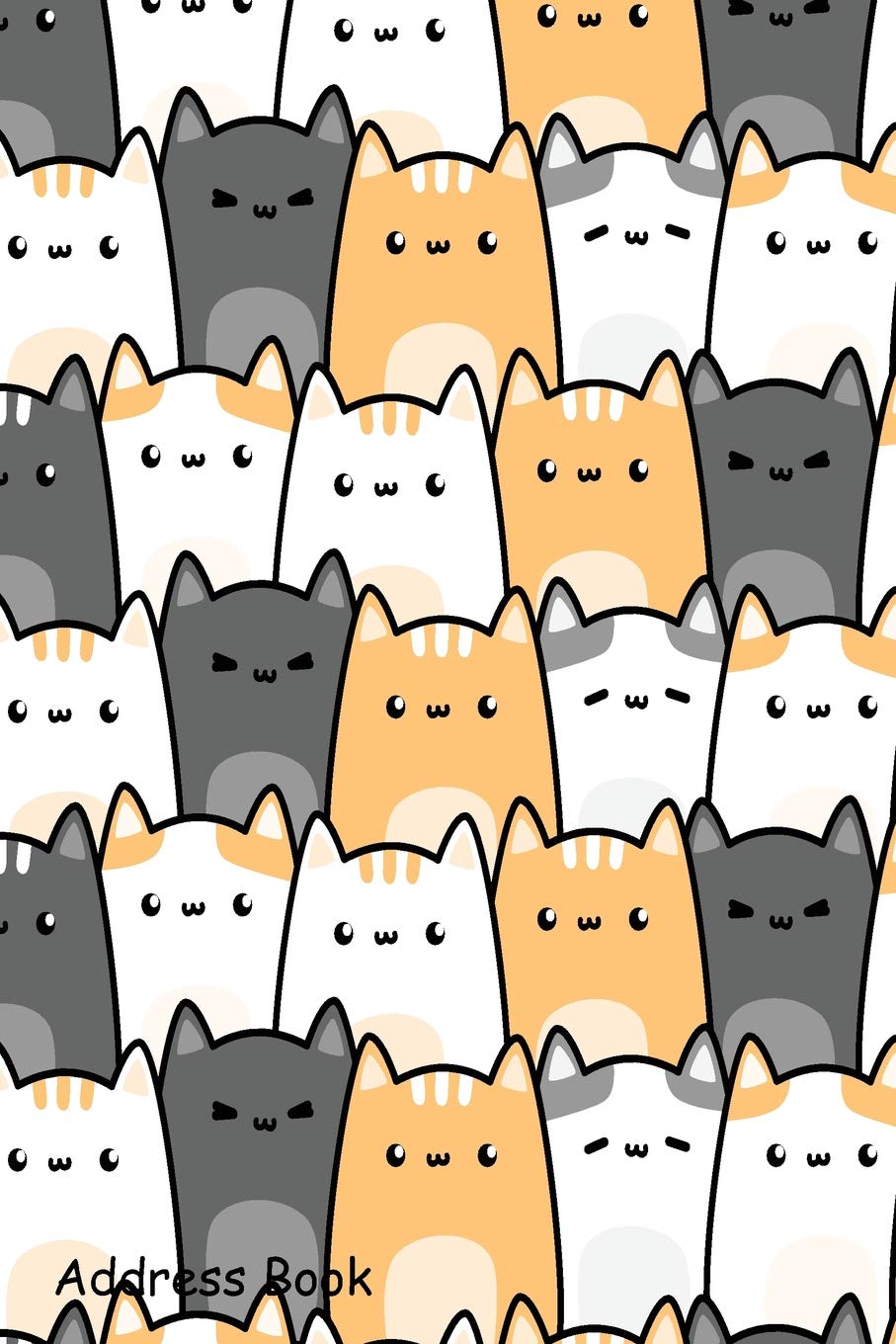 Address Book: For Contacts, Addresses, Phone, Email, Note,Emergency Contacts,Alphabetical Index With Cute Cat Kitten Cartoon Doodle Seamless