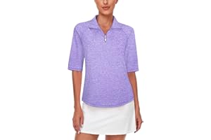 MISYULA STYLE Misyula Womens Golf Shirt Quick Dry Half Sleeve Quarter Zip Polo Workout Tops Tennis Shirts M-3XL
