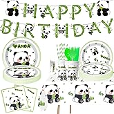 176Pcs Panda Birthday Party Supplies Set,for Kids Baby Shower Birthday Decoration,Panda Party Tableware Set,Serves 20 Guests