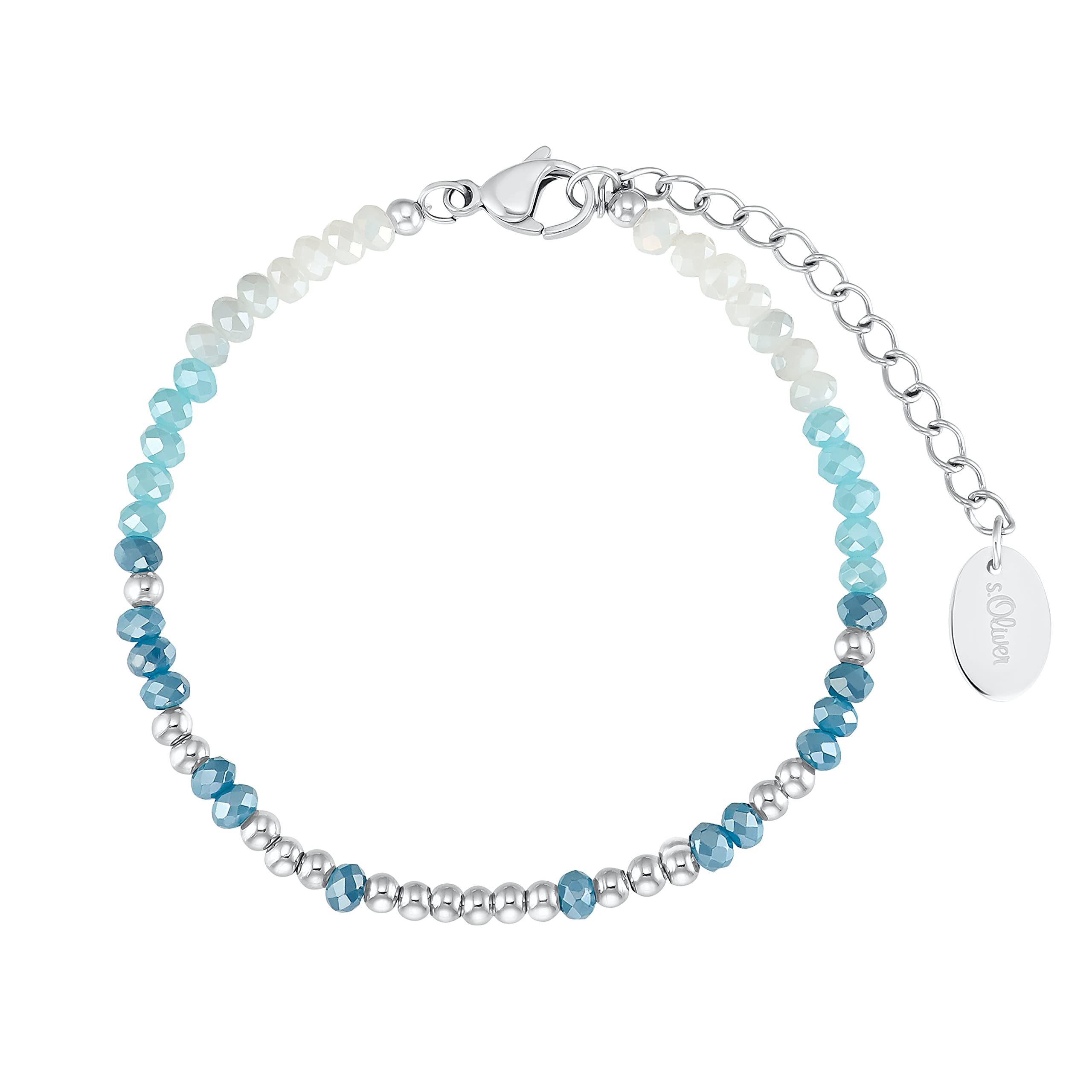 s.Oliver Bracelet Women Arm jewelry, with Glass bead, with Glass bead, 16+4 cm, Blue, Comes in jewelry gift box, 2031478
