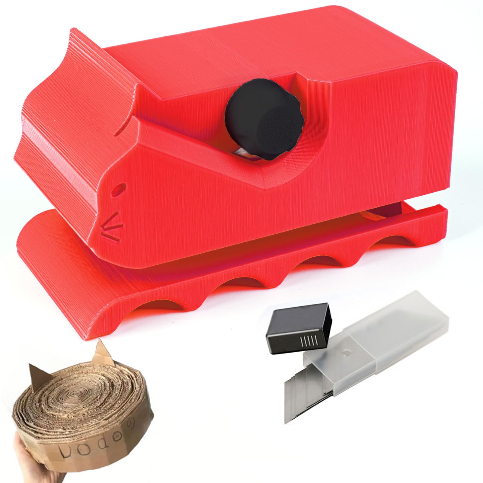 Photo 1 of Cardboard Cutter for Cat Scratchers with 10pcs Blade,3D Printed Card Board Cutter Kids DIY Cat Scratchers Cardboard Strip Tool Machine for Cat Lovers