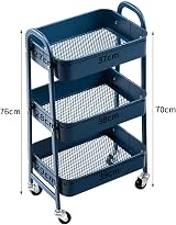 DOEWORKS 3-Tier Storage Trolley on Wheels Navy Blue 70cm 15kg per tier view 6