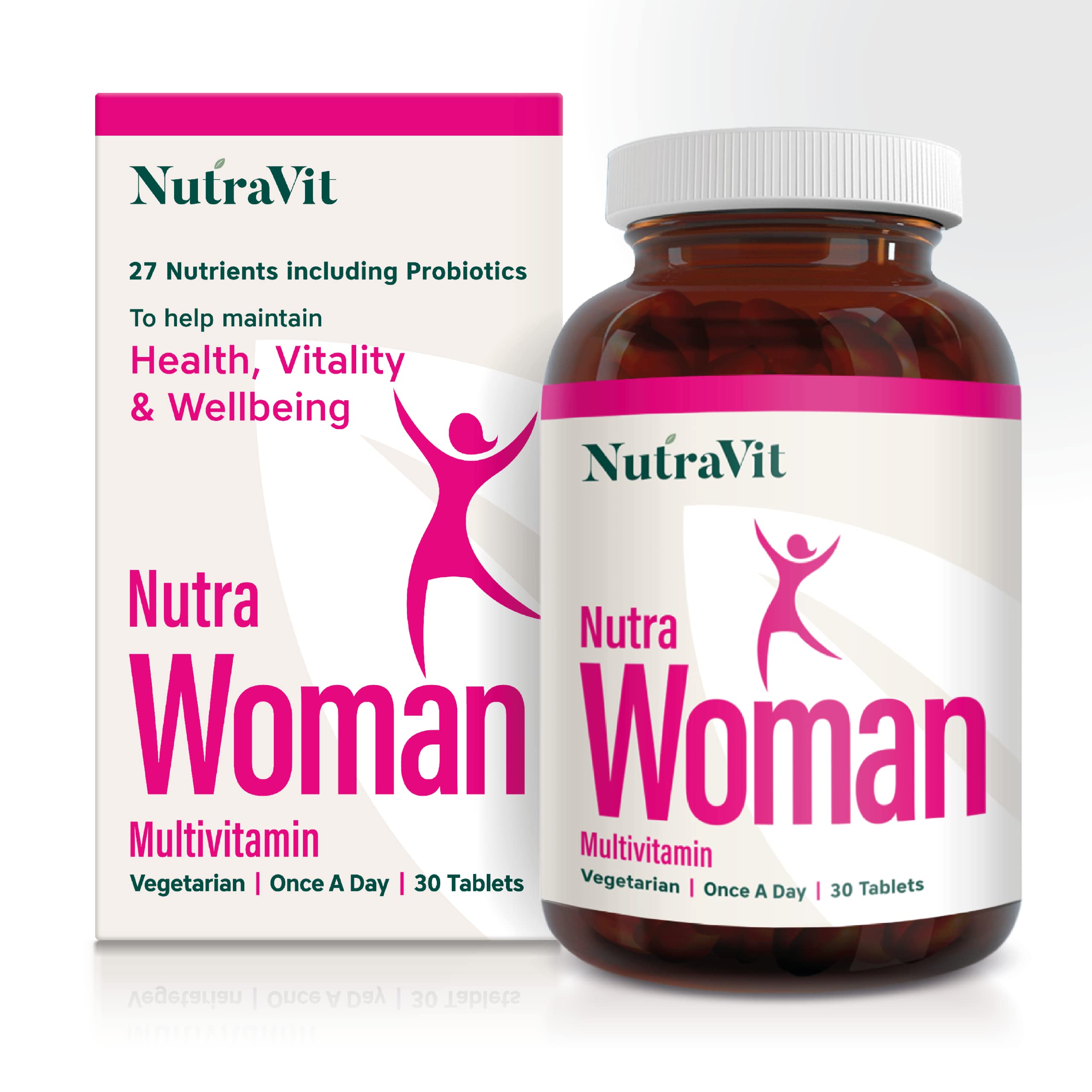 NUTRAWOMAN - Womens Multivitamins | Womens Vitamins - 30 Tablets - 27 Vitamins & Minerals - Daily Multivitamin for Energy & Health - with Probiotics, Biotin, Folic Acid & Methyl B12 - NutraVit