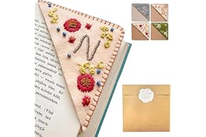 Personalized Hand Embroidered Corner Bookmark, 26 Letters Hand Stitched Felt Corner Letter Bookmark, Cute Flower Embroidery B