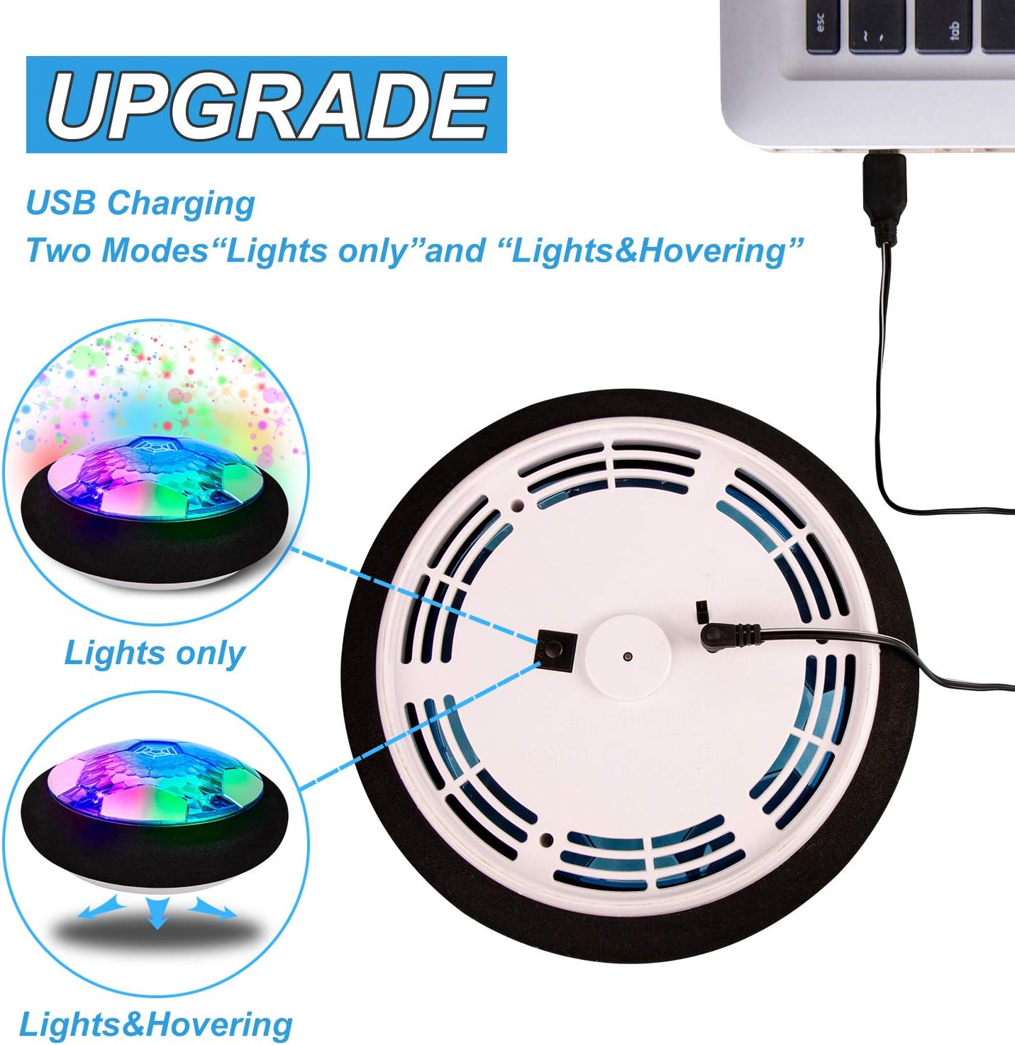 Kids Toys, Hover Soccer Ball Set with 2 Goals, Rechargeable Air Soccer with LED Light and Foam Bumper Indoor Projector Floating Ball Games Gift for 3 4 5 6 7 8-12 Years Old Boy Toddler（Newest Version）: Toys & Games