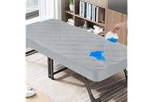 MAGIK & KOVER Cot Mattress Pad Waterproof Quilted, Fitted Cot Size Mattress Pads Protector Cover 30" X 75" for Narrow Twin Bunk Bed, Cot Mattress Topper for Camping Sleep, Grey (Cover Only)