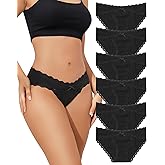 LEVAO Womens Underwear Cotton Cheeky Bikini Panties for Women Lace Stretch Hipster Ladies Briefs Multipack S-XXL