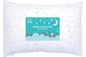 LittleHippo Toddler Pillow with Viscose Derived from Bamboo Pillowcase - 13x18 Hypoallergenic Toddler Pillow for Sleeping, Kids, Travel, Mini, Bed, Bedroom, Car, Playroom, and Nursery (Celestial)