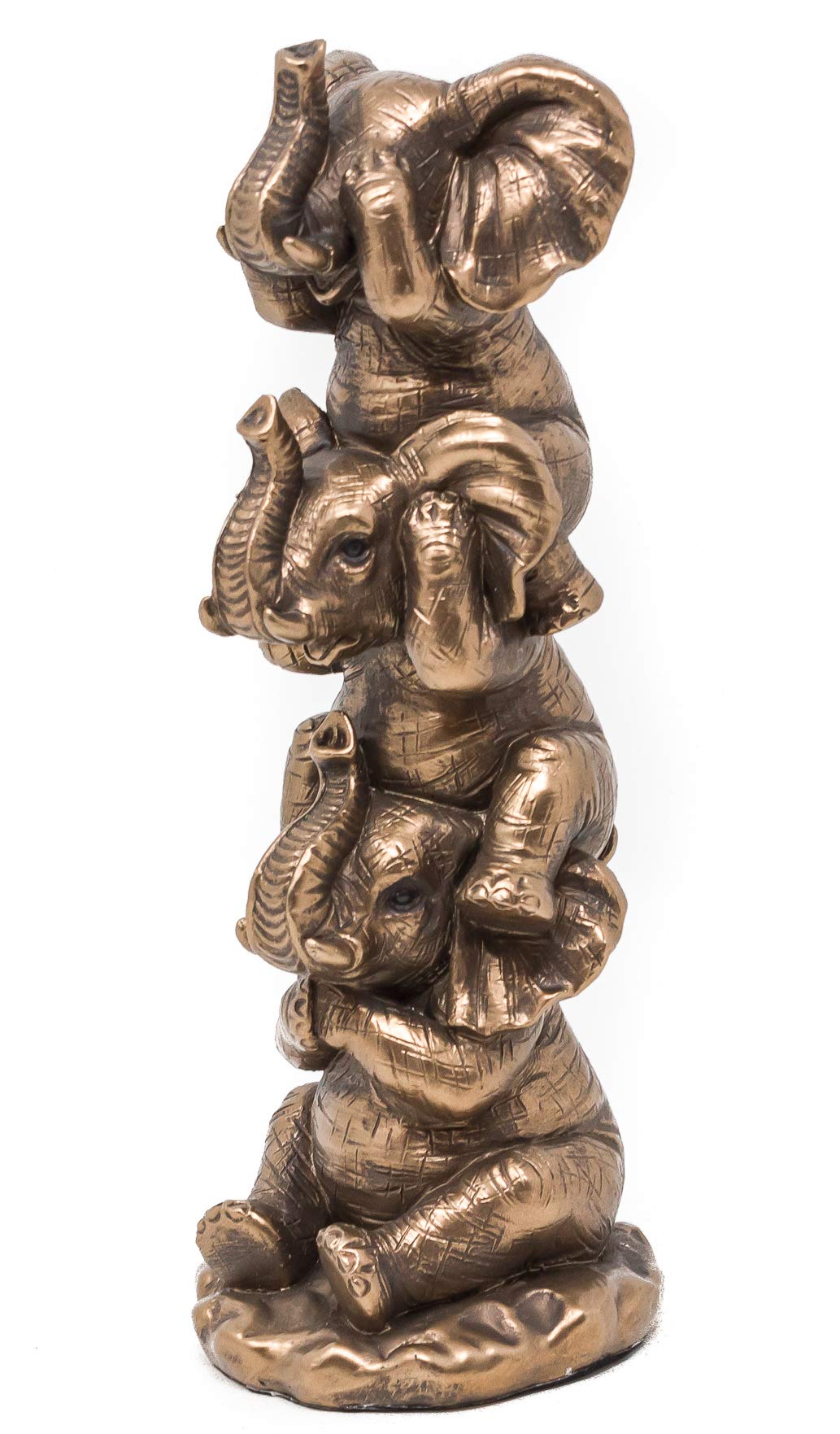 THORNE ANTIQUES AND COLLECTABLES Three Wise Elephants Sculpture - See No Hear No Speak No Evil Baby Elephant On Shoulders Funny Decoration or Bronze (Bronze)