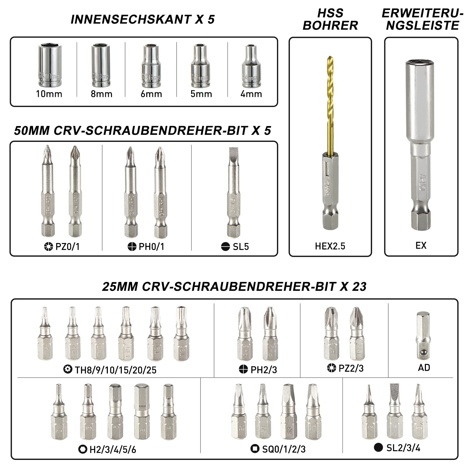 HYCHIKA Akkuschrauber, 6N·m Drehmoment 2000mAh 3,6V Akku mit 35 Zubehörteilen, LED-Licht und Taschenlampe, Akku Bohrschrauber mit USB Kabel und Aufbewahrungsbox 4