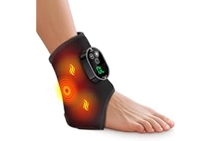 Heated Ankle Brace, Cordless Foot Massager with 6 Heat Settings, 3 Vibration Settings, 3 Timer Options, Rechargeable Heating 