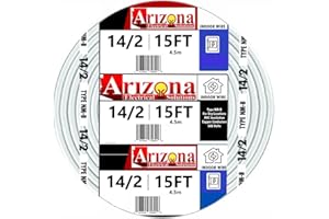 ARIZONA ELECTRICAL SOLUTIONS 14/2 NM-B Copper Wire, 14 AWG 2 Conductors with Ground, 15 Ft White