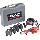 RIDGID 72558 Model RP 115 Mini Press Tool and Battery Kit with 1/2" to 3/4" ProPress and PureFlow Press Tool Jaws, 2V Li/Ion Battery, 12V Charger, and Carrying Case