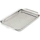 Hestan Provisions OvenBond Quarter Sheet Pan with Rack, Stainless Steel | 12.5 x 9-Inch Cooking Surface; 15.5 x 9.5 Inches with Handles; Includes 11.75 x 8.25-Inch Rack, Tri-Ply Stainless Steel