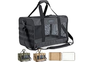 VEAGIA Cat Carrier,Pet Carrier,Cat Carriers for Medium Cats Under 25,Soft Puppy Travel Bag Carriers for Small Dogs Airline Approved (17.5 x 12 x 12 inches, Black 02)