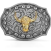SANSTHS Cowboy Belt Buckle, Western Belt Buckles for Men Women Texas Bull Rodeo Cowgirl Belt Buckle
