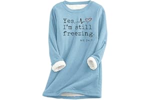 YRAETENM Fleece Sweatshirts for Women Warm Sherpa Lined Crewneck Pullover Soft Casual Loungewear Winter Thermal Tunic Tops