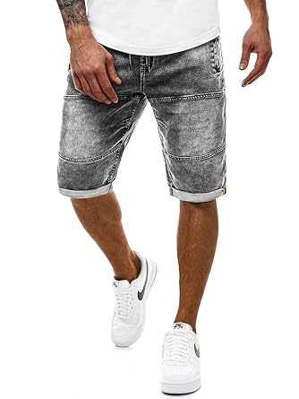 OZONEE Herren Hose Jeans Shorts Kurze Jeanshose Bermuda Straight-Cut Freizeithose Clubwear Modern Täglichen Casual Denim Slim