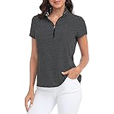 LRD Women's Golf Polo Shirt Short Sleeve Quarter Zip Mock Neck Tennis Shirt UPF 30 Sun Protection Quick Dry Performance Top