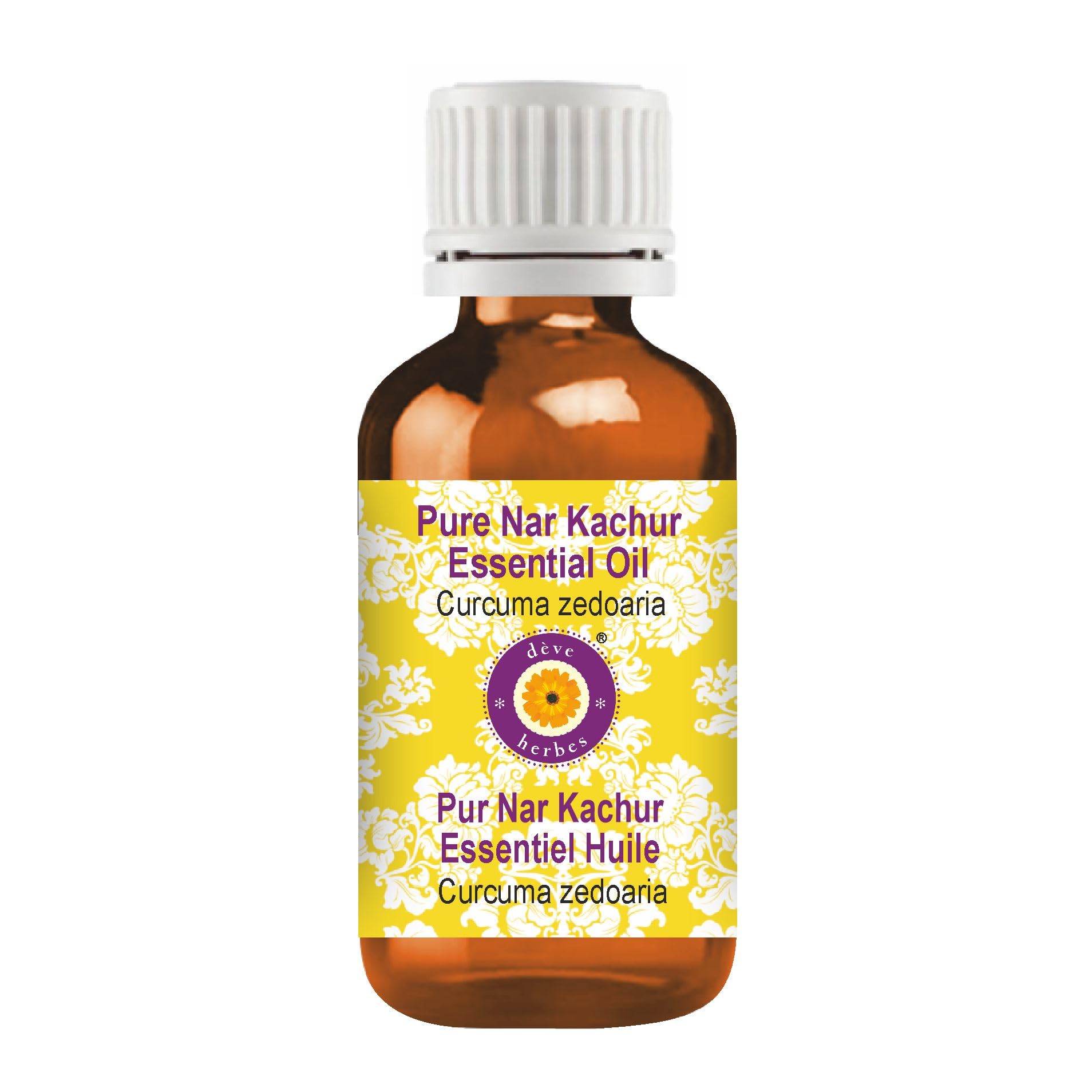 Deve Herbes Pure NAR Kachur Essential Oil (Curcuma zedoaria) Non-Sticky | Non-Greasy | for Aromatherapy, Massage & DIY Use | Steam Distilled 10ml