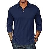 COOFANDY Mens Long Sleeve Polo Shirts Classic Casual Button Polo Tee Lightweight Collared Golf Shirt
