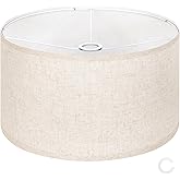 OUTON Beige Large Drum Lamp Shades for Floor Lamps, 16" Top x16" Bottom x 9" High, Easy to Assemble, Replacement Linen Lampshades for Table Lamps &amp; Bedside Lamps (1.65" Spider)
