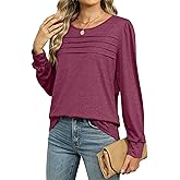 Fashionme 2025 Spring Tops For Women Puff Long Sleeve Pleated Front T Shirts Dressy Casual Basic Tees Tunic