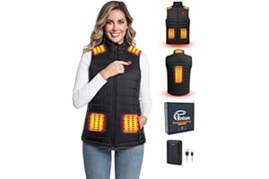 Rrtizan Women's Lightweight Heated Vest with USB-C Rechargeable Battery, Puffer Classic Heating Vest