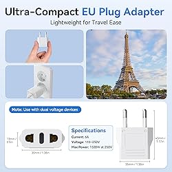 Unidapt US to Europe Plug Adapter 4 Pack - Type C