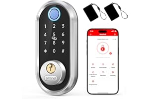 Smart Deadbolt, SMONET Fingerprint Electronic Deadbolt Door Lock with Keypad-Bluetooth Keyless Entry Front Door Digital Keypad App Control, Ekeys Sharing, App Monitoring Auto Lock for Homes and Hotel