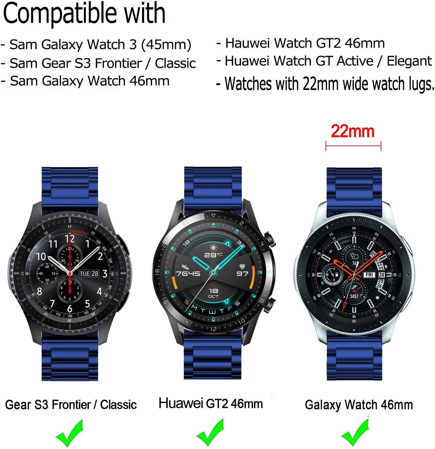 DEALELE Strap Compatible with Samsung Galaxy Watch 46mm / Galaxy 3 45mm - Image 4