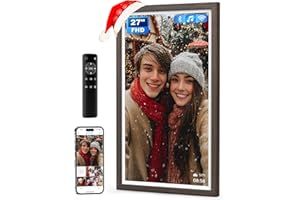 Arktronic Large Digital Picture Frame 27 inch, 1920x1080 FHD IPS WiFi Digital Photo Frame with Remote, 32GB Storage, Auto-Rotate, Instantly Share Photo/Video via Apps/Email, USB/Mirco SD, Dark Wood