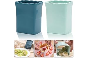 TULOBI 2 PCS Cup Slicer, Stainless Steel Egg Stainless, Strawberry Slicer, Mini Fruit Slicer Cup, Quickly Making Fruit Vegetable Salad, Creative Convenient Kitchen Gadget (Navy Blue + Cyan)