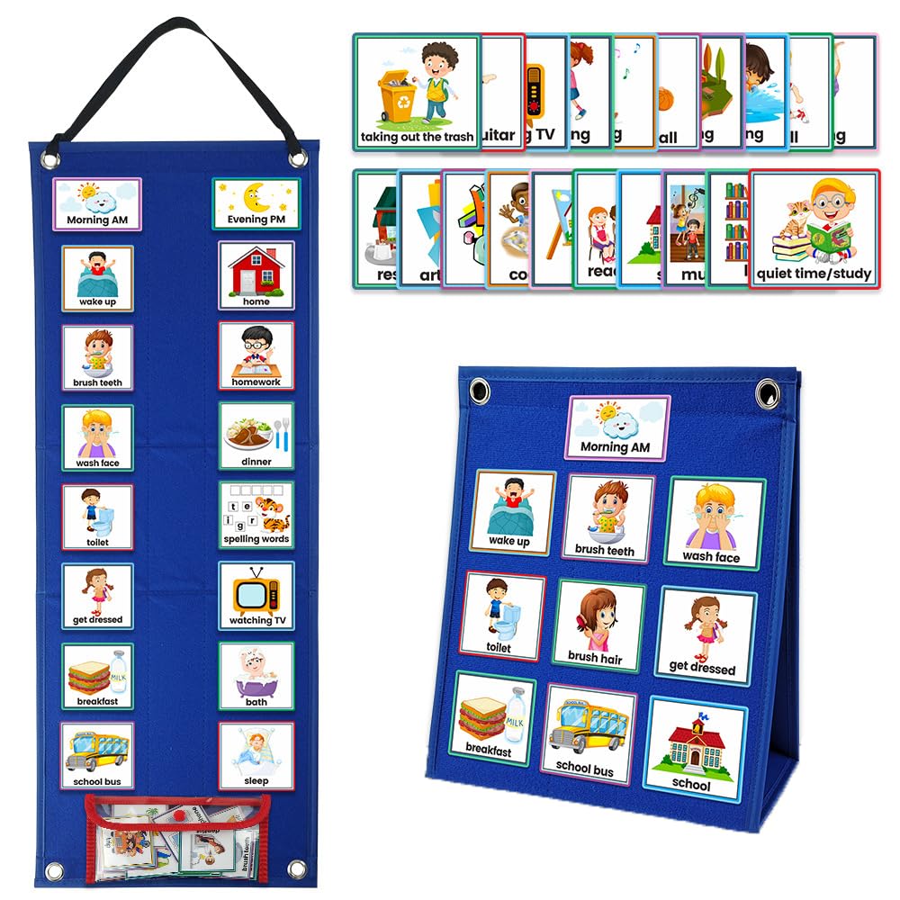 zalati Children's Calendar Chart Kids Visual Schedule Wall Daily Planner with 70 Cards for DIY Fun Education Learning Toy โ image 1