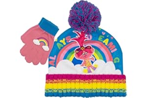 UNIVERSAL STUDIOS Trolls Girls Hat and Gloves Set – 2-Pcs Trolls Poppy Girls Winter Hat with Gloves – Fashionable Kids Hat and Gloves Set