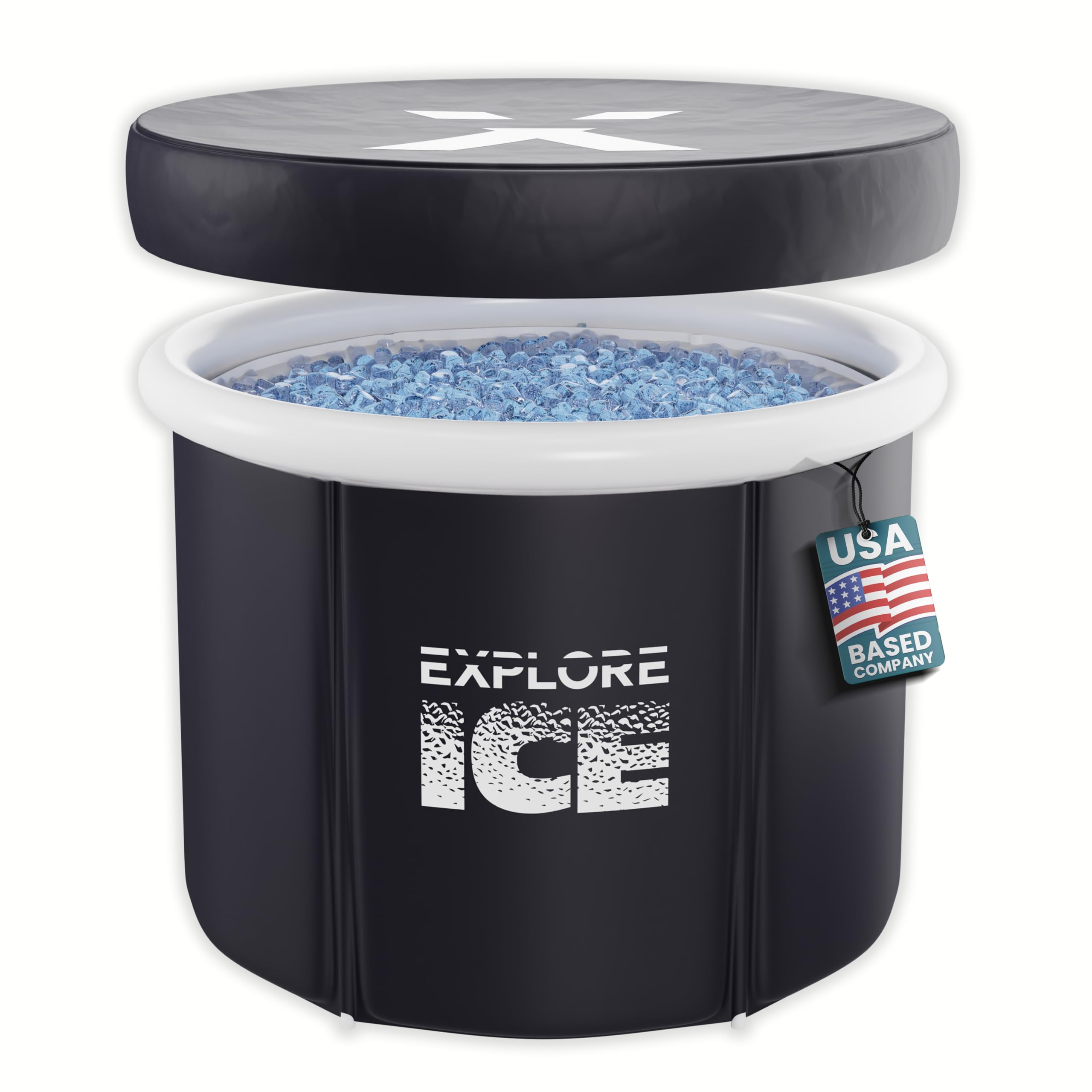 Fresh Fab Finds 97Gal Large Size Ice BathTub with Cover for Adults Athletes Recovery Cold Water Therapy Outdoor Portable Cold Plunge Tub 660LBS Load Capacity 33.46x29 main image 0