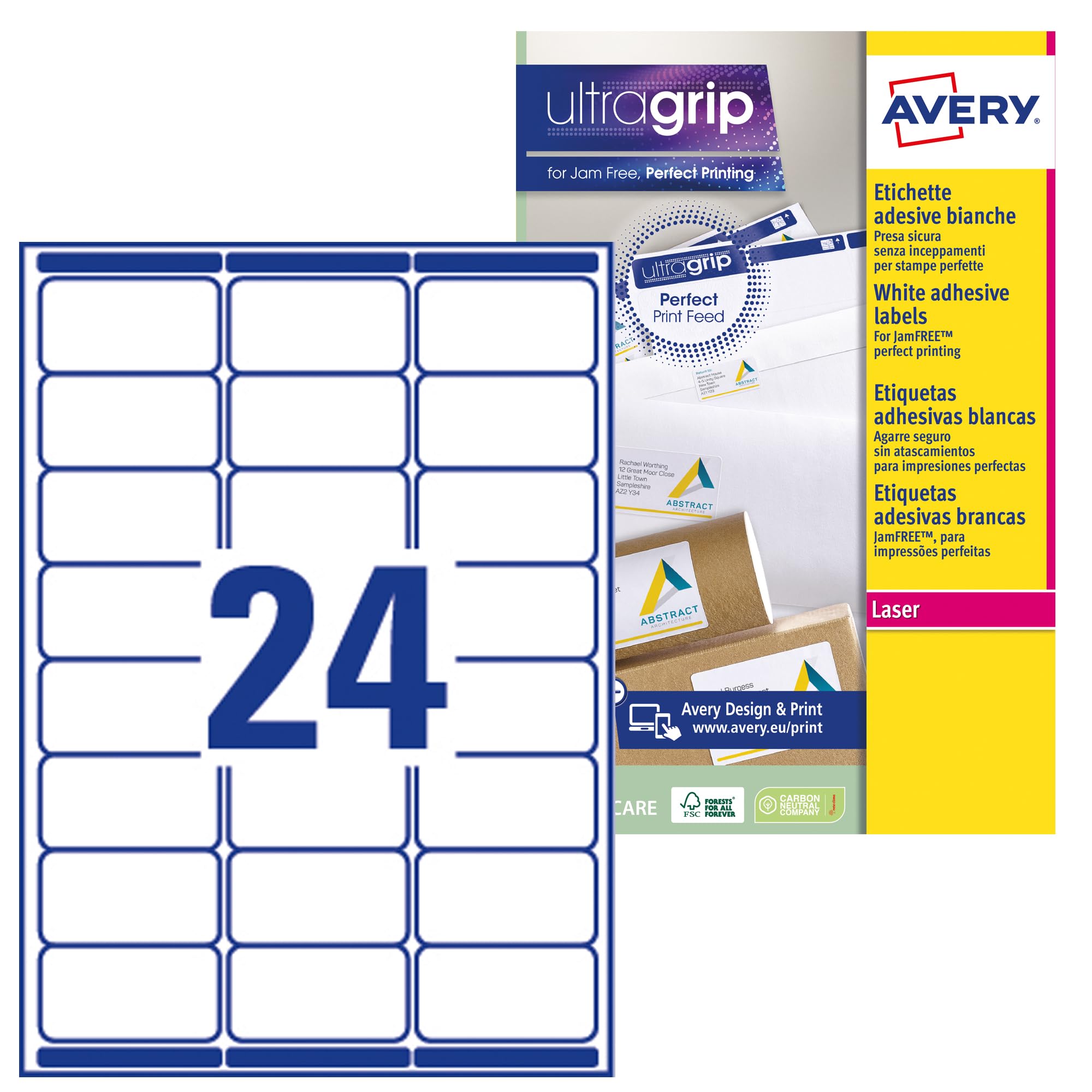 Avery L7159-15 Self-Adhesive Address Labels White 360 Pieces 63.5 x 33.9 mm