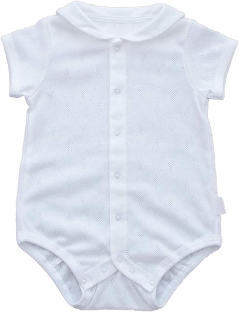 Amazon Co Jp プーポ Pupo セーラー襟付き半袖ロンパース 透かしツリー柄 60 70cm 80cm パターンメッシュ 日本製 服 ファッション小物