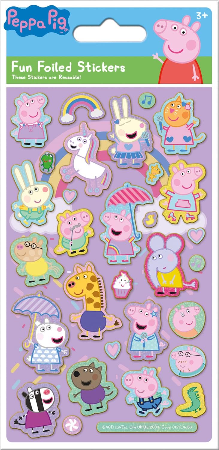 Paper Projects Peppa Pig Pink Sparkly Reusable Stickers Official Licensed